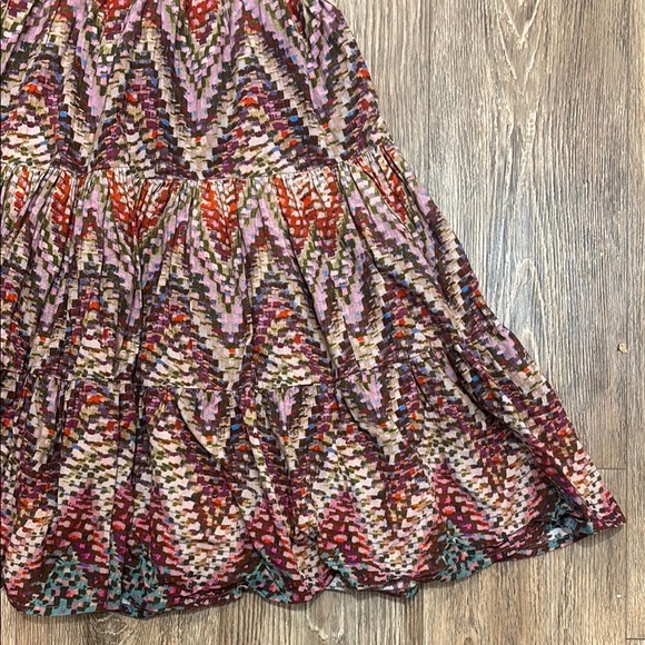 Anthropologie Conditions Apply Women's Size 4 Zig Zag Tiered Maxi Cotton Dress - Picture 8 of 13